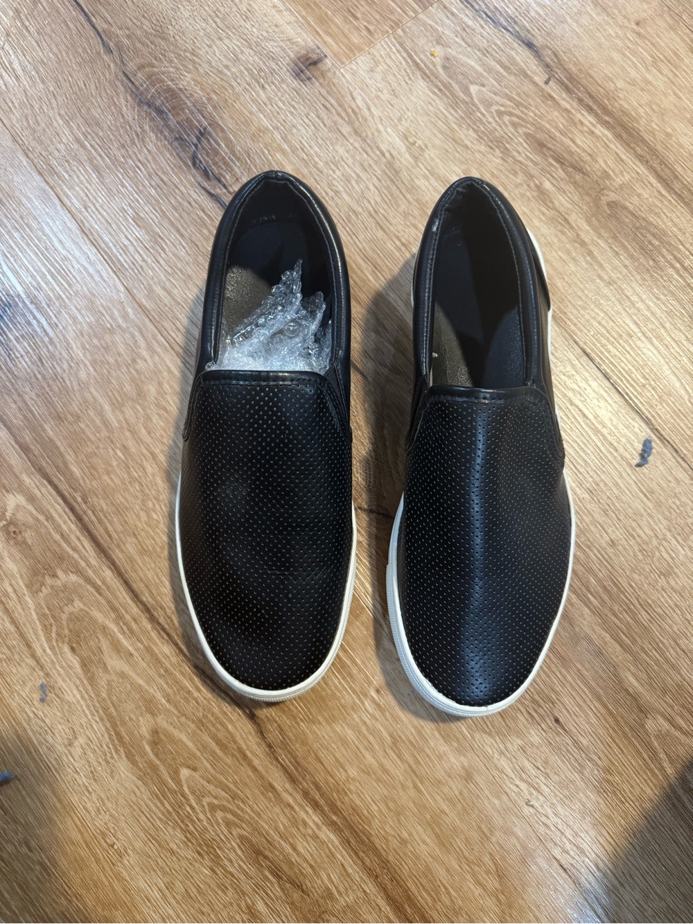 Men's Black Perforated Slip-On Loafers with White Sole